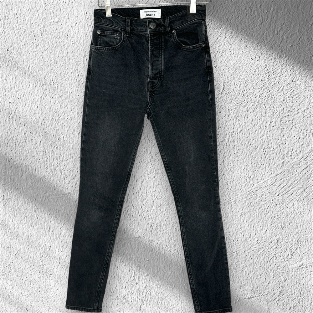 Reformation Black Skinny Jeans Classic Fit‎ size 25 Button Fly EUC